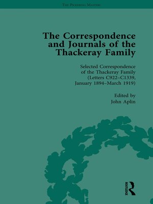 cover image of The Correspondence and Journals of the Thackeray Family Vol 5